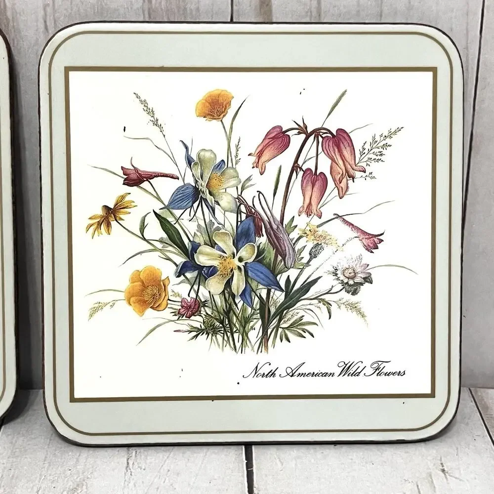 Vintage Pimpernel Coasters Set of 4 Wild Flowers Cork Back Cottage Core Coasters